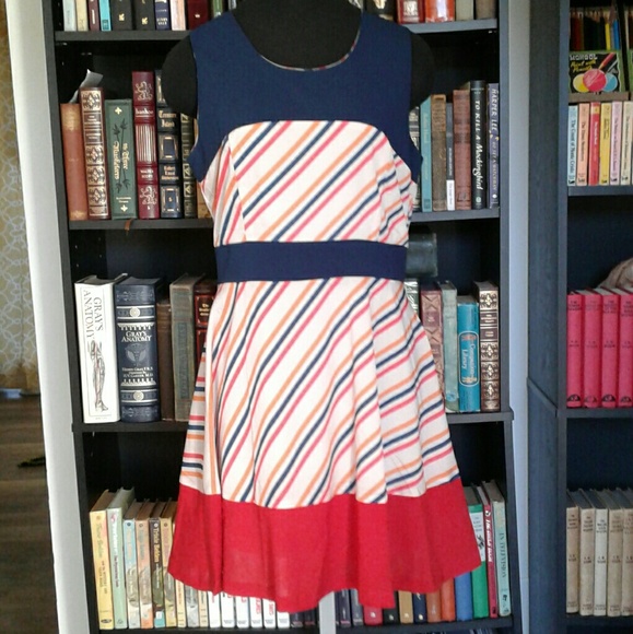 The Clothing Co Retro Stripe Swing Dress M
